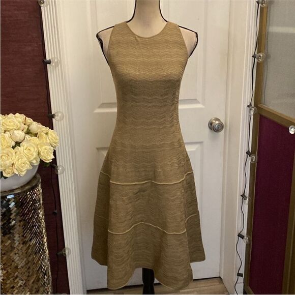 Ralph Lauren black label Elegant Tan Dress with Cardigan, L - Picture 5 of 14